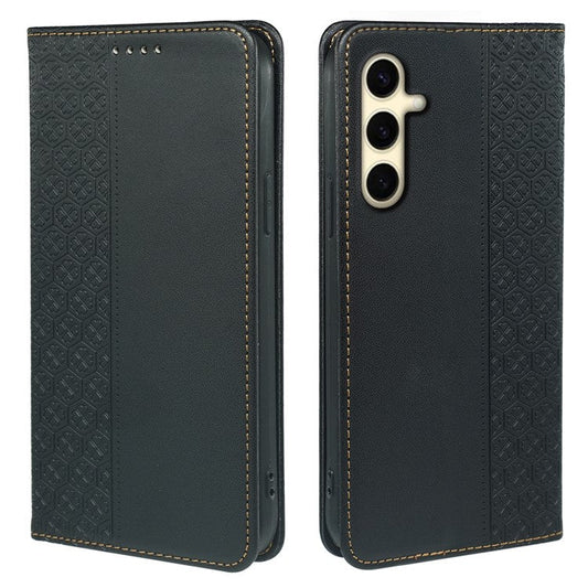 For Samsung Galaxy F55 5G / C55 5G / M55 5G Wallet Case Four-Leaf Clover Pattern Leather Phone Cover - Black