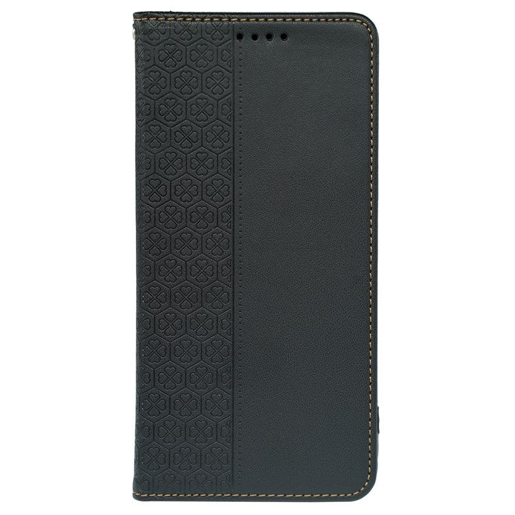 For Samsung Galaxy F55 5G / C55 5G / M55 5G Wallet Case Four-Leaf Clover Pattern Leather Phone Cover - Black