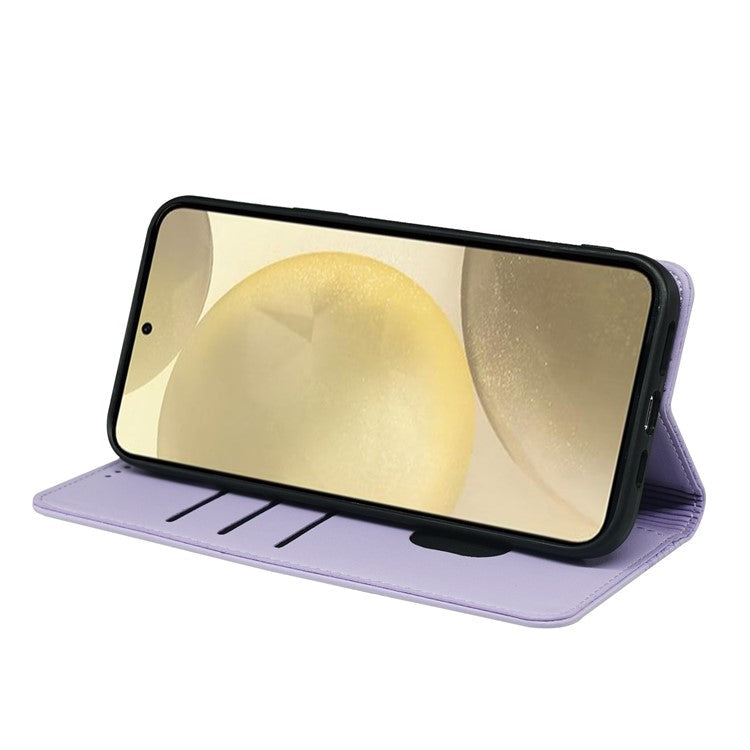 For Samsung Galaxy F55 5G / C55 5G / M55 5G Wallet Case Four-Leaf Clover Pattern Leather Phone Cover - Light Purple