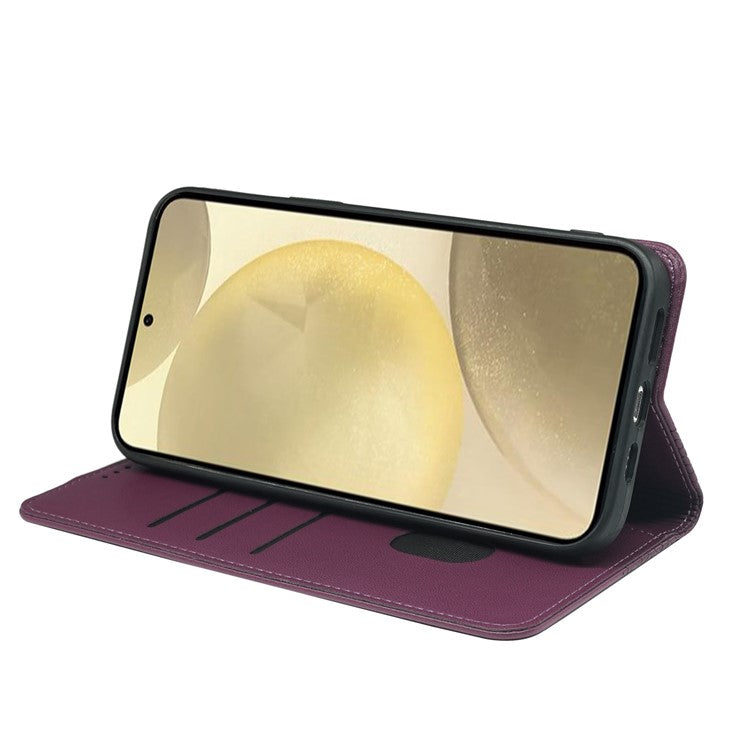 For Samsung Galaxy F55 5G / C55 5G / M55 5G Wallet Case Four-Leaf Clover Pattern Leather Phone Cover - Dark Purple