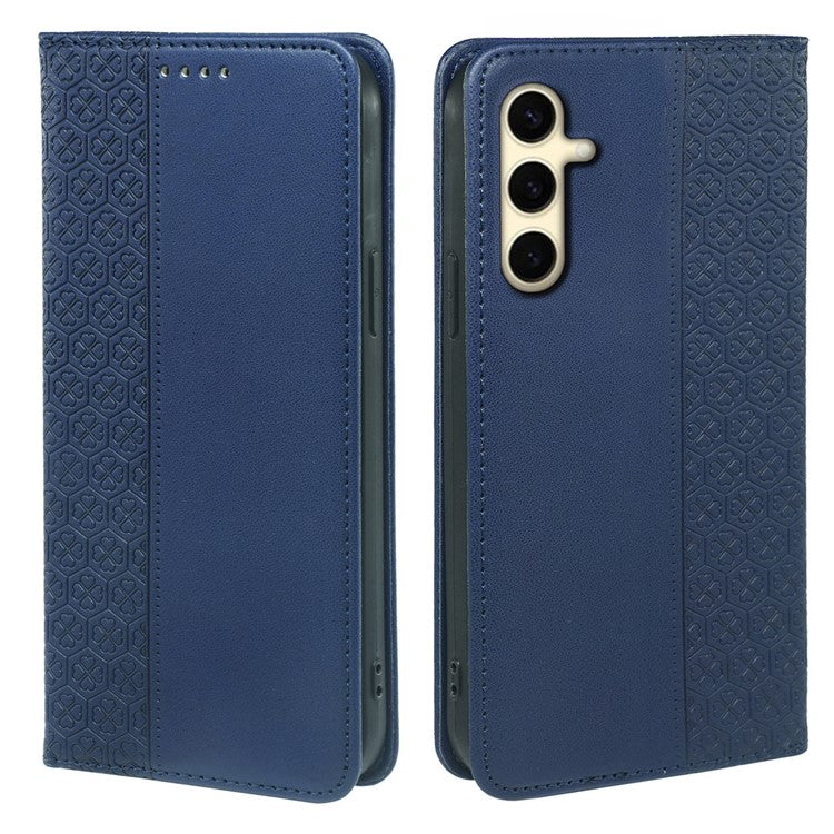 For Samsung Galaxy A05s 4G Case Four-Leaf Clover Leather Phone Cover Flip Stand / Card Slot - Blue