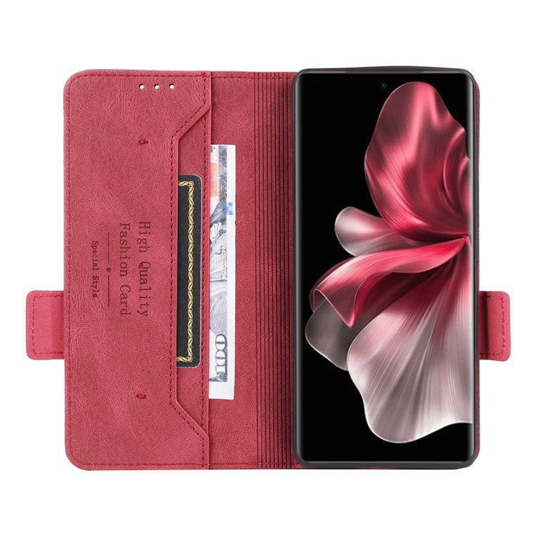 For vivo V30e 5G Case Leather Phone Cover Hardware Decor Folio Book Wallet - Rose