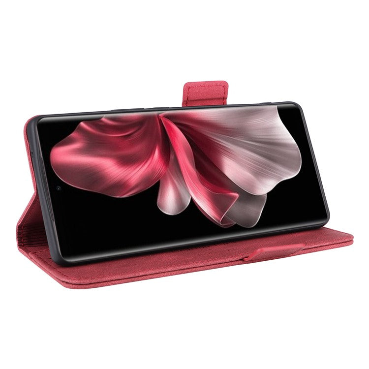 For vivo V30e 5G Case Leather Phone Cover Hardware Decor Folio Book Wallet - Rose