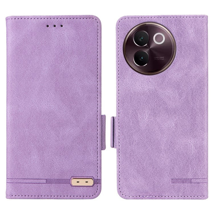 For vivo V30e 5G Case Leather Phone Cover Hardware Decor Folio Book Wallet - Purple