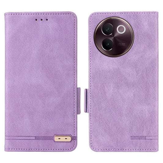 For vivo V30e 5G Case Leather Phone Cover Hardware Decor Folio Book Wallet - Purple