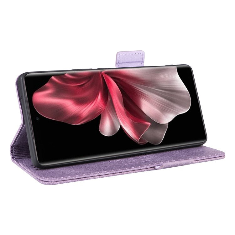 For vivo V30e 5G Case Leather Phone Cover Hardware Decor Folio Book Wallet - Purple