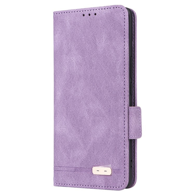 For vivo V30e 5G Case Leather Phone Cover Hardware Decor Folio Book Wallet - Purple