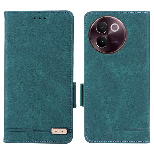 For vivo V30e 5G Case Leather Phone Cover Hardware Decor Folio Book Wallet - Blue