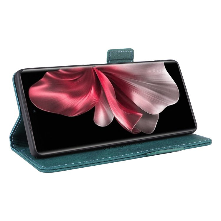 For vivo V30e 5G Case Leather Phone Cover Hardware Decor Folio Book Wallet - Blue