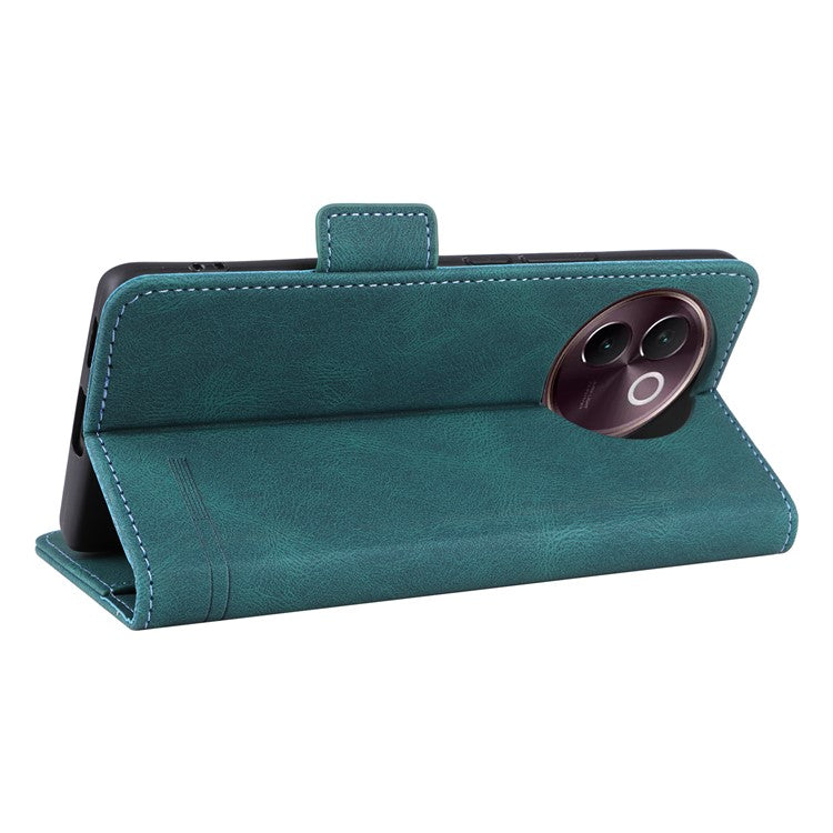 For vivo V30e 5G Case Leather Phone Cover Hardware Decor Folio Book Wallet - Blue