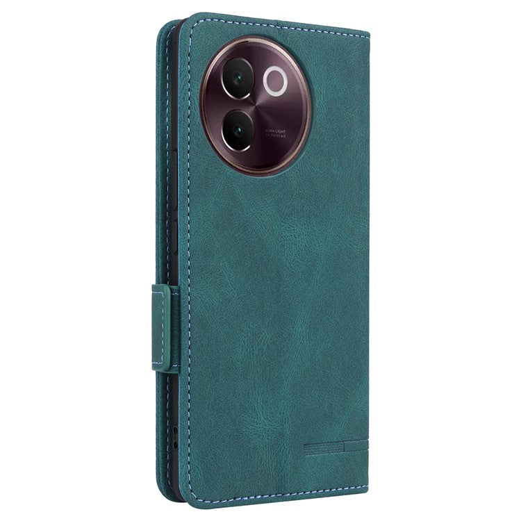 For vivo V30e 5G Case Leather Phone Cover Hardware Decor Folio Book Wallet - Blue