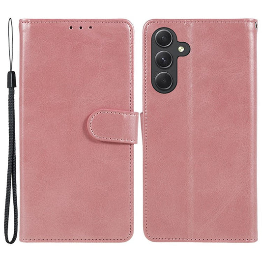 For Samsung Galaxy M35 5G Case Flip Folio Calf Texture Leather Phone Cover - Rose Gold