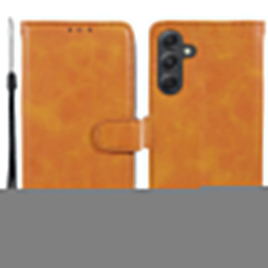 For Samsung Galaxy M35 5G Case Flip Folio Calf Texture Leather Phone Cover - Khaki