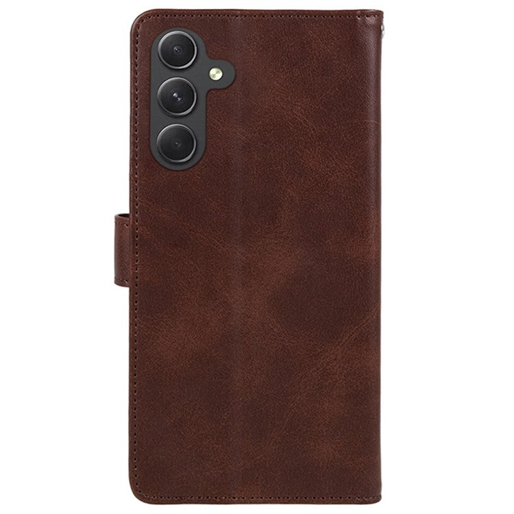 For Samsung Galaxy M35 5G Case Flip Folio Calf Texture Leather Phone Cover - Brown