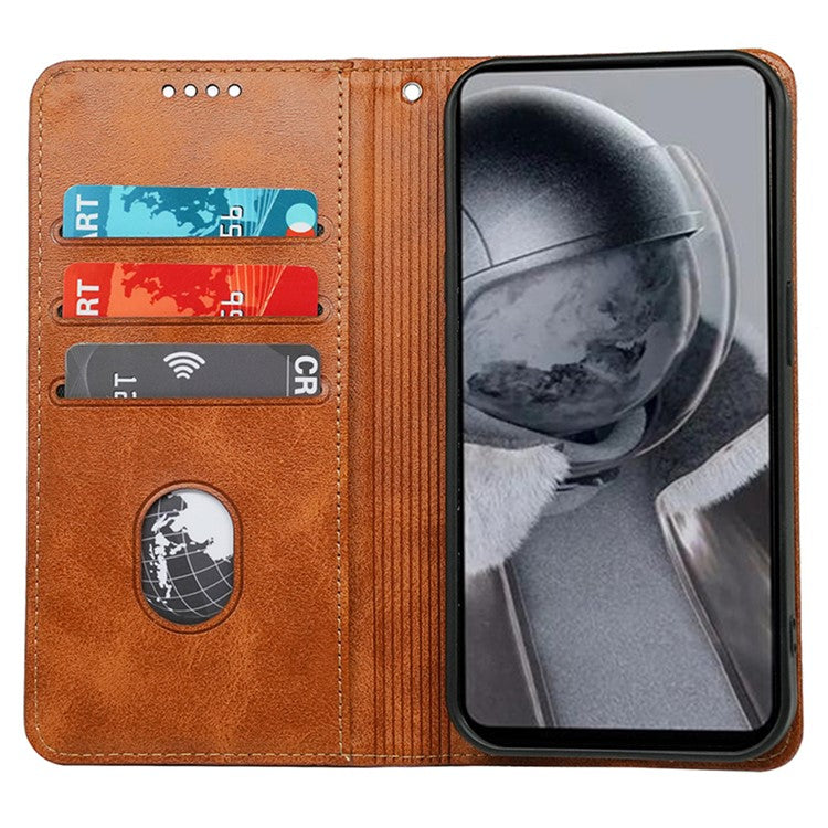 For Samsung Galaxy F55 5G / C55 5G / M55 5G Case Folio Design Calf Texture Leather Phone Cover - Yellow