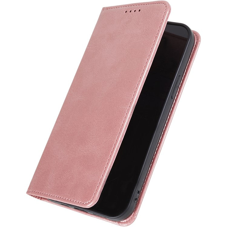 For Samsung Galaxy M35 5G Case Calf Texture Leather Phone Cover Full Protection Folio - Rose Gold
