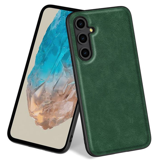 For Samsung Galaxy M35 5G Case Retro PU Leather Coated PC + TPU Phone Cover - Green