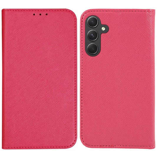 For Samsung Galaxy M35 5G Case Cross Texture PU Leather Wallet Phone Cover - Rose