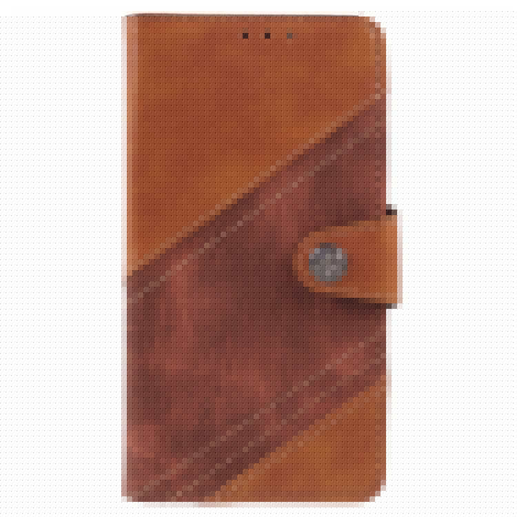 For Samsung Galaxy M35 5G Case Leather Magnetic Flip Phone Cover Texture Splicing - Brown
