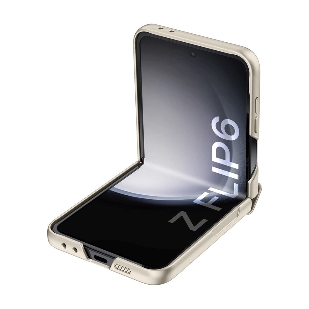 For Samsung Galaxy Z Flip7 FE 5G / Z Flip6 5G Case Hinge Protection PC  Phone Cover with Tempered Glass Rear Screen Film - Titanium Grey