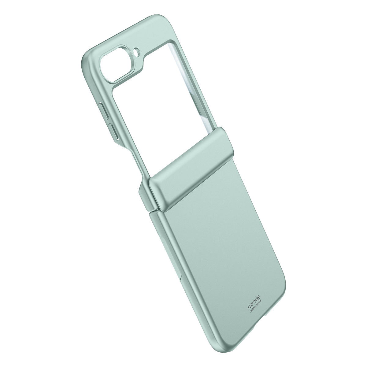 For Samsung Galaxy Z Flip6 5G Case Hinge Protection PC  Phone Cover with Tempered Glass Rear Screen Film - Cyan