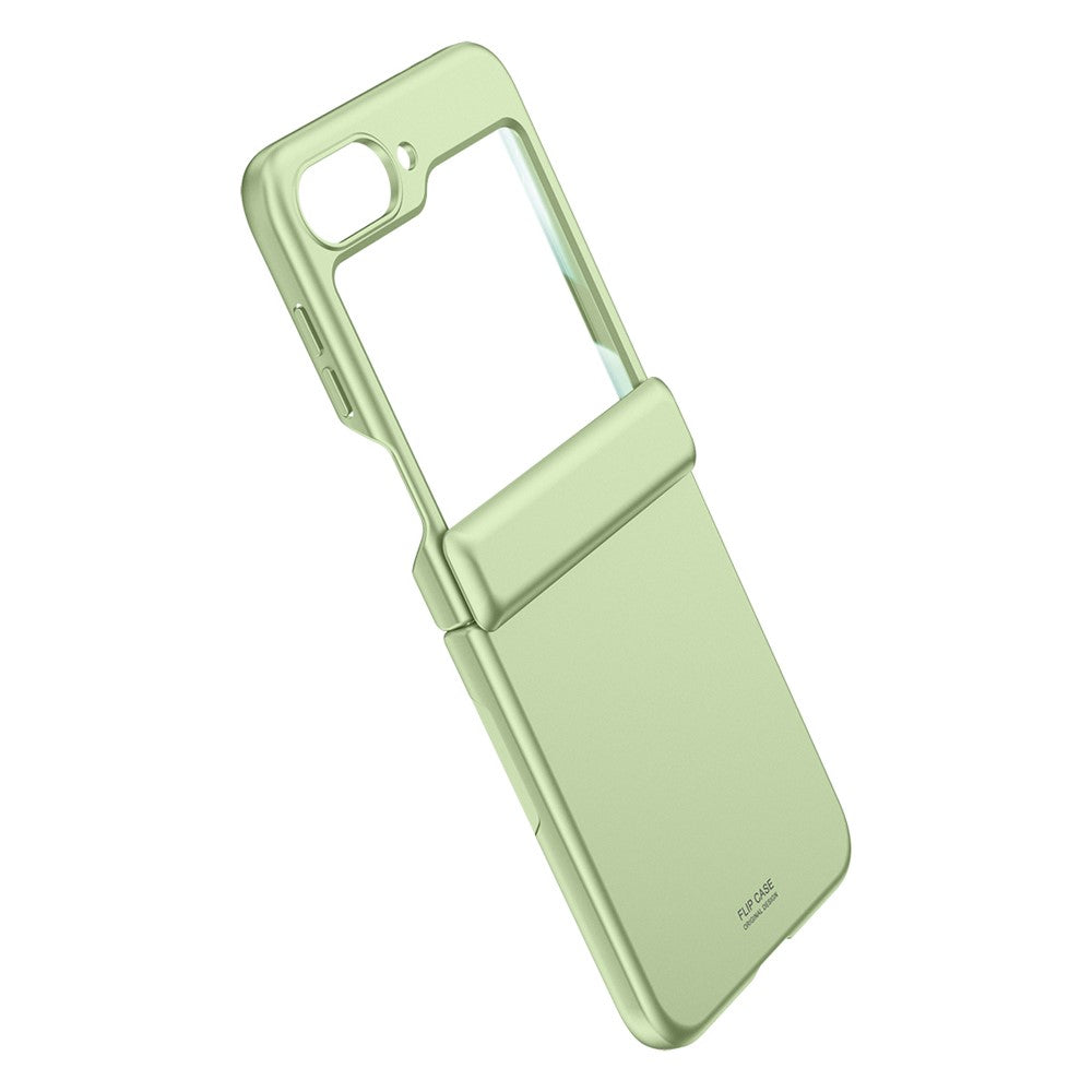 For Samsung Galaxy Z Flip7 FE 5G / Z Flip6 5G Case Hinge Protection PC  Phone Cover with Tempered Glass Rear Screen Film - Cyan