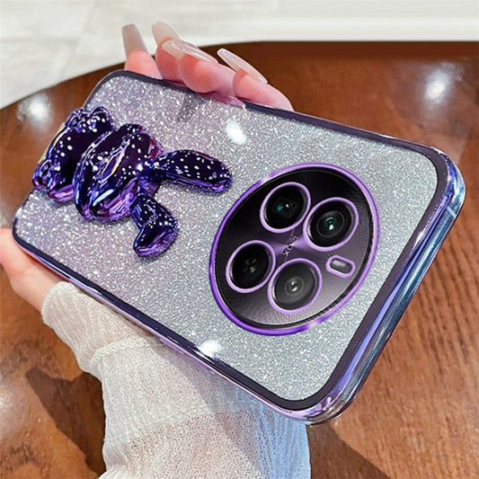 For Realme 12 Pro 5G / 12 Pro+ 5G Case PC+TPU Electroplating Glitter Rabbit Phone Cover - Purple