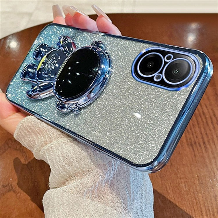 For Realme C67 4G Case Astronaut Kickstand PC+TPU Electroplating Phone Cover - Blue