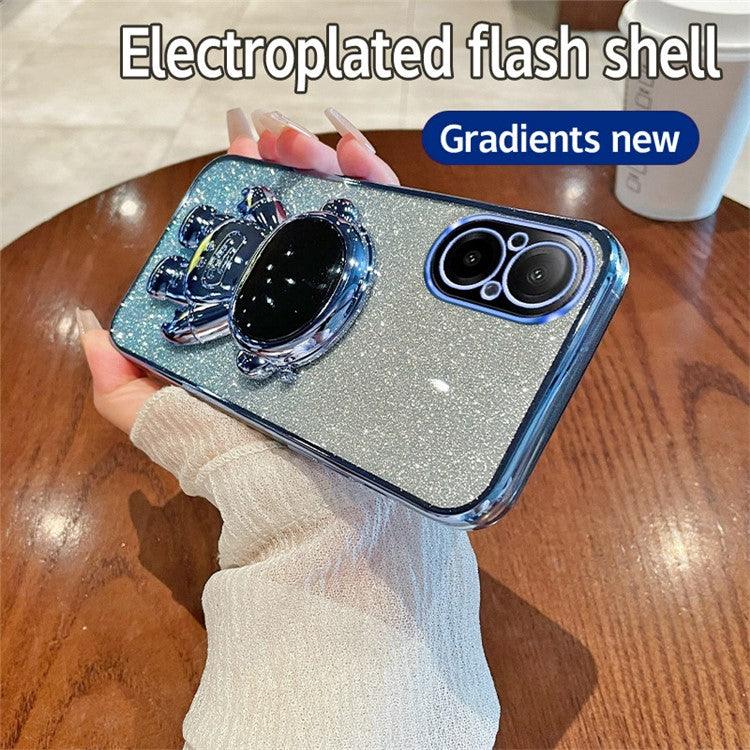 For Realme C67 4G Case Astronaut Kickstand PC+TPU Electroplating Phone Cover - Blue