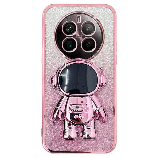 For Realme 12 Pro 5G / 12 Pro+ 5G Case Astronaut Glitter PC+TPU Phone Cover with Kickstand - Pink
