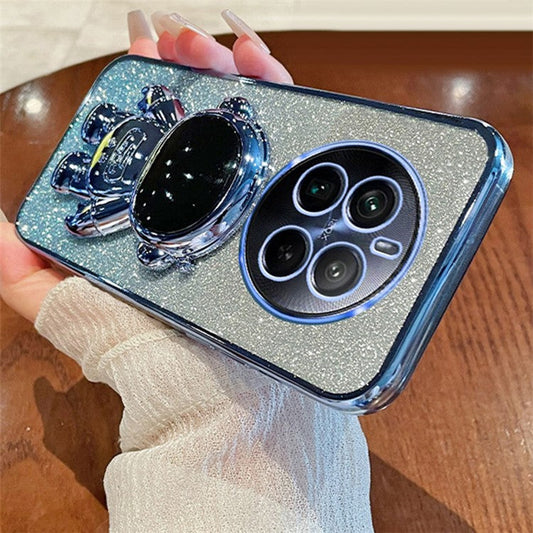 For Realme 12 Pro 5G / 12 Pro+ 5G Case Astronaut Glitter PC+TPU Phone Cover with Kickstand - Blue