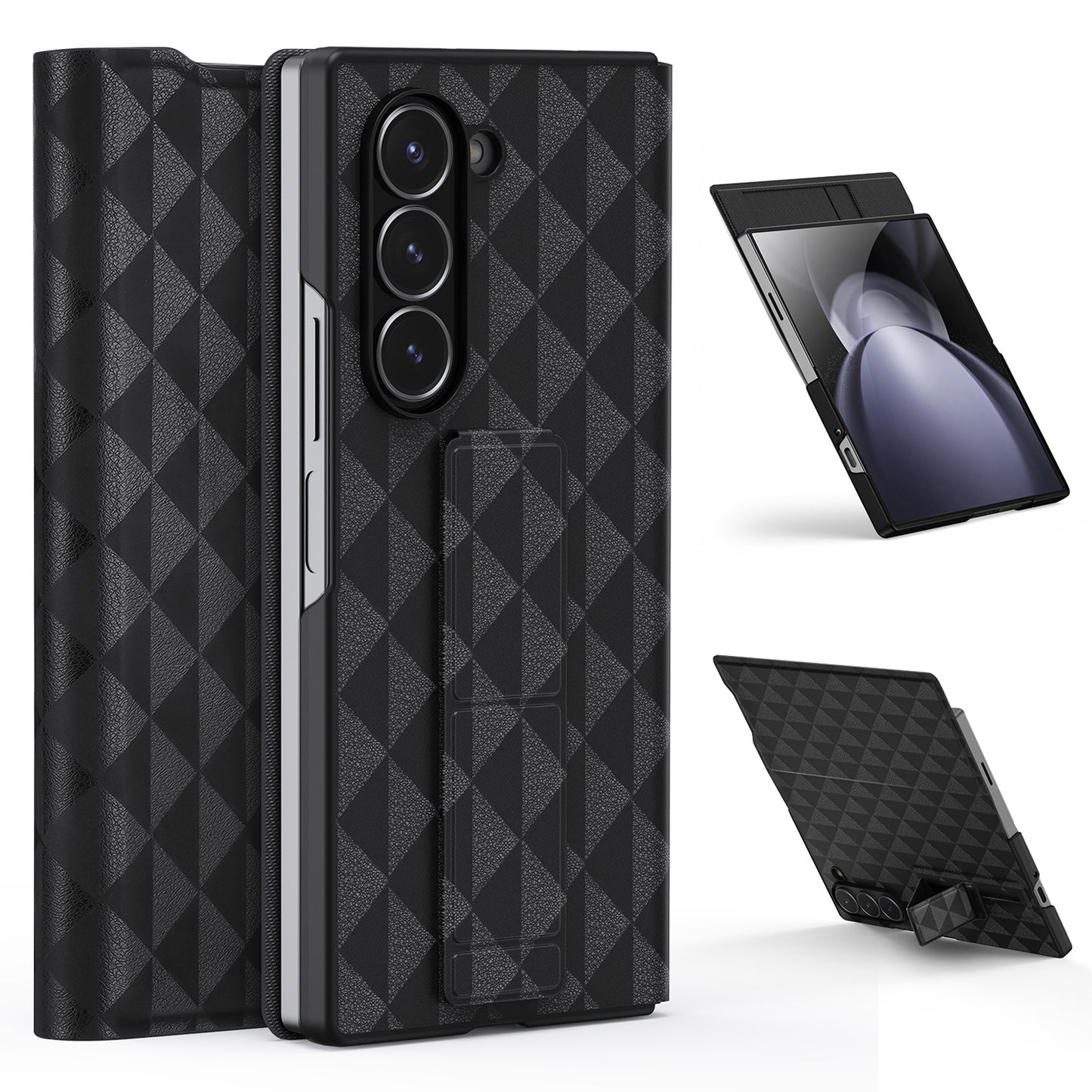DUX DUCIS Fitt Series for Samsung Galaxy Z Fold6 5G Case Leather Phone Cover with Card Slot Kickstand - Black