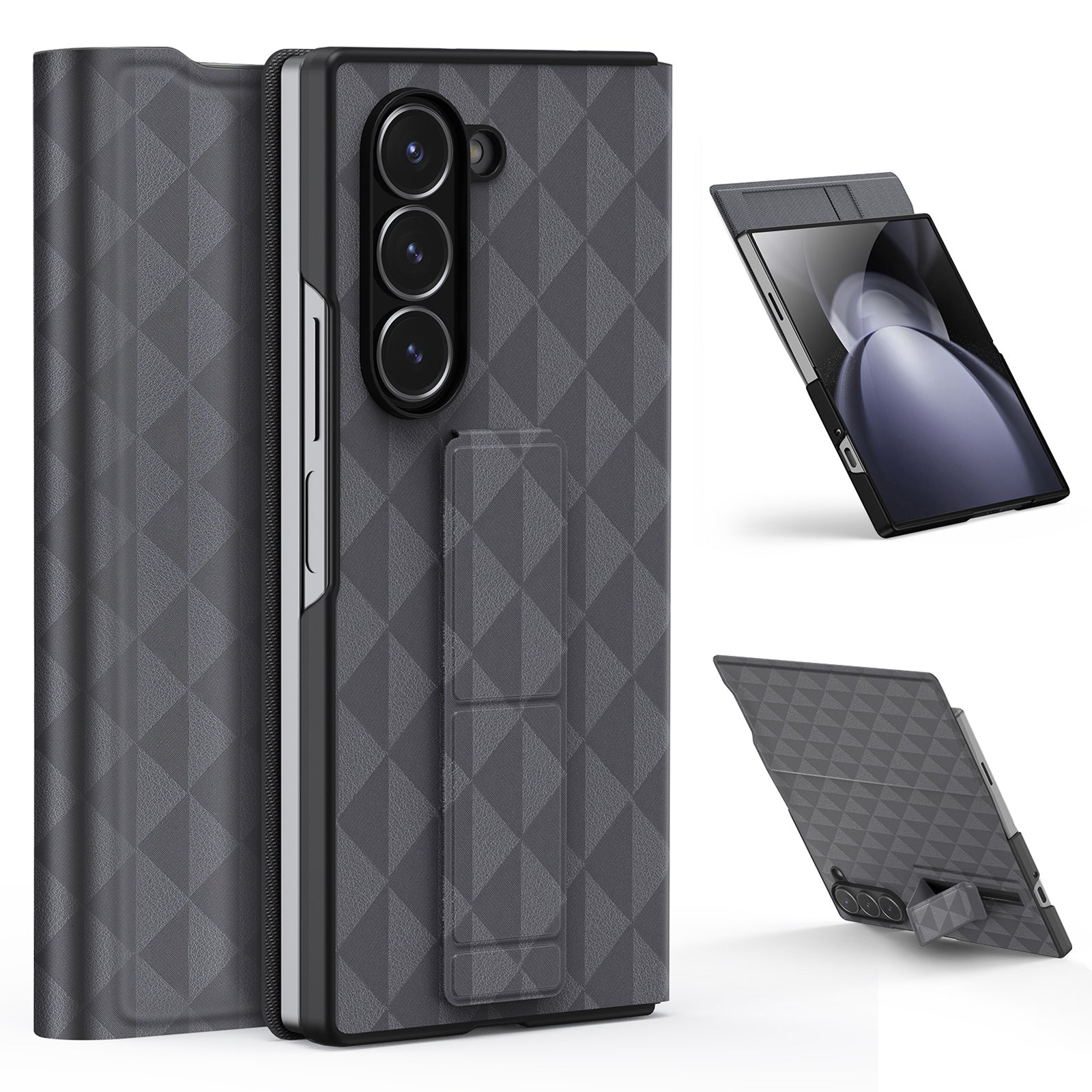 DUX DUCIS Fitt Series for Samsung Galaxy Z Fold6 5G Case Leather Phone Cover with Card Slot Kickstand - Grey