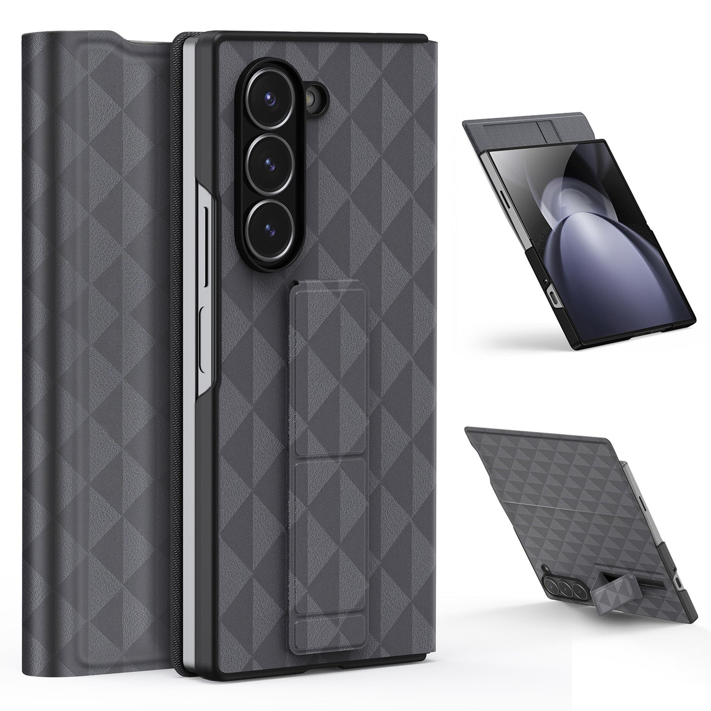DUX DUCIS Fitt Series for Samsung Galaxy Z Fold6 5G Case Leather Phone Cover with Card Slot Kickstand - Grey