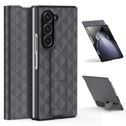 DUX DUCIS Fitt Series for Samsung Galaxy Z Fold6 5G Case Leather Phone Cover with Card Slot Kickstand - Grey