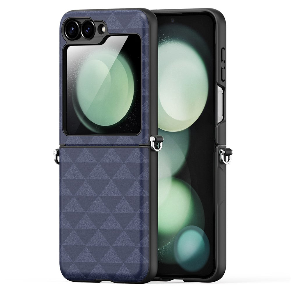 DUX DUCIS Fitt Series for Samsung Galaxy Z Flip7 FE 5G / Z Flip6 5G Case Rhombus Leather+TPU Phone Cover - Blue