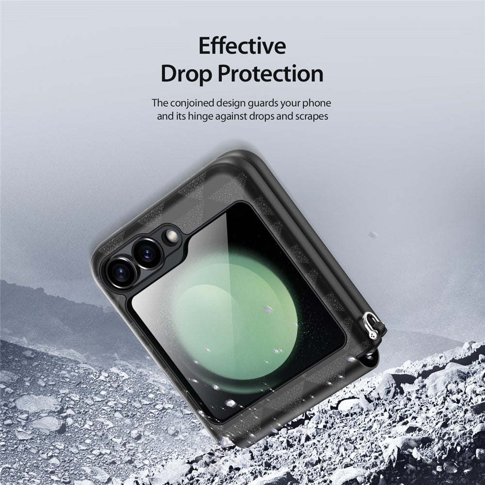 DUX DUCIS Fitt Series for Samsung Galaxy Z Flip7 FE 5G / Z Flip6 5G Case Rhombus Leather+TPU Phone Cover - Black