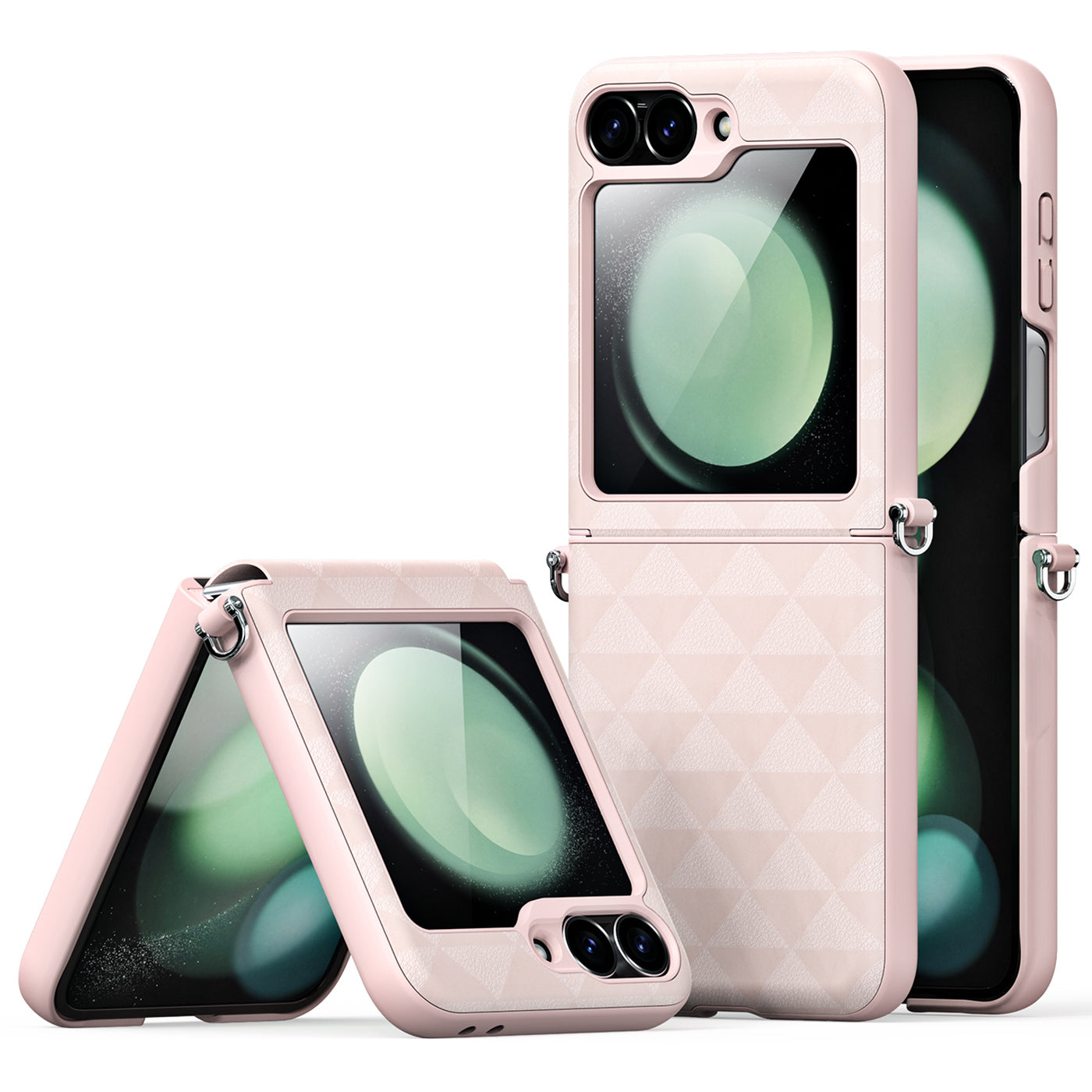 DUX DUCIS Fitt Series for Samsung Galaxy Z Flip6 5G Case Rhombus Leather+TPU Phone Cover - Pink