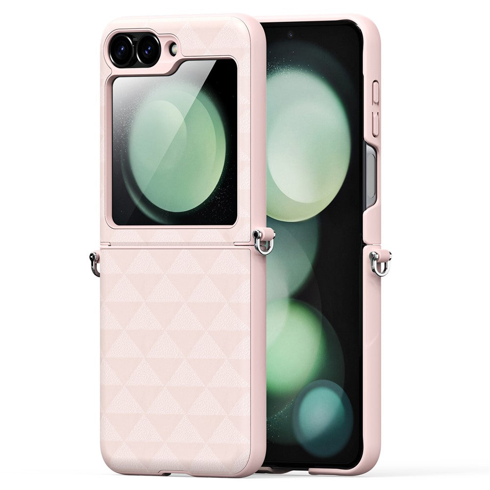 DUX DUCIS Fitt Series for Samsung Galaxy Z Flip7 FE 5G / Z Flip6 5G Case Rhombus Leather+TPU Phone Cover - Pink