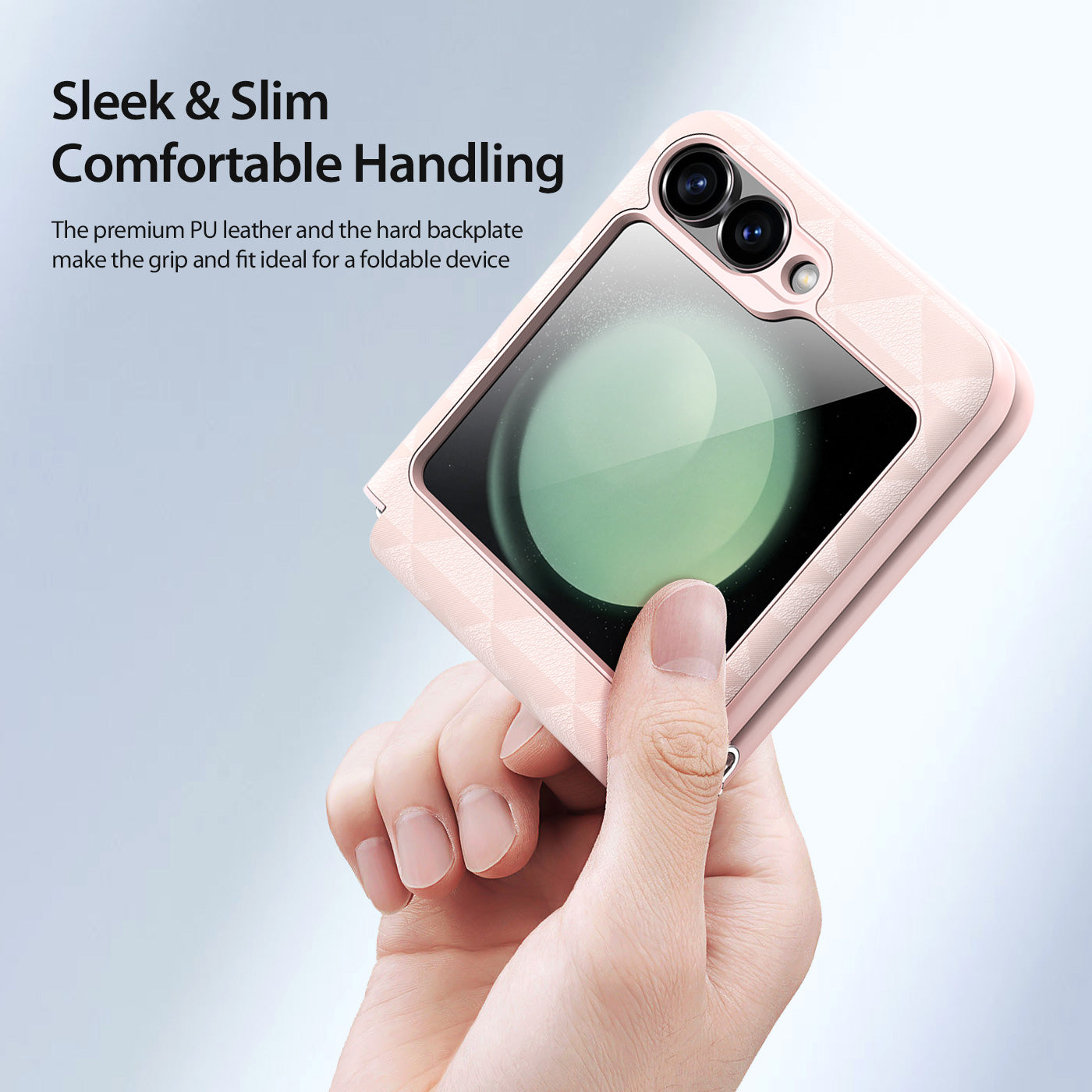 DUX DUCIS Fitt Series for Samsung Galaxy Z Flip6 5G Case Rhombus Leather+TPU Phone Cover - Pink