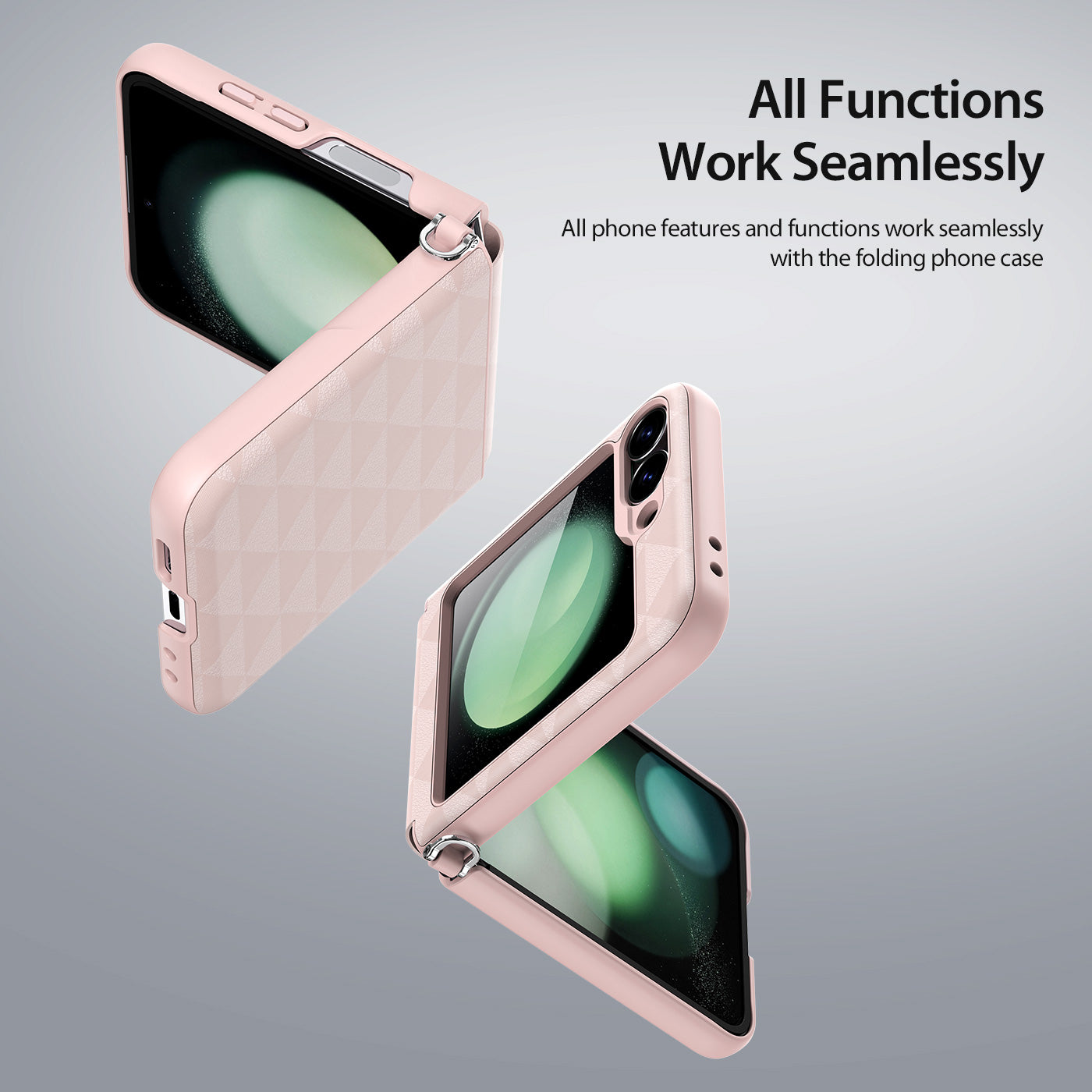 DUX DUCIS Fitt Series for Samsung Galaxy Z Flip6 5G Case Rhombus Leather+TPU Phone Cover - Pink