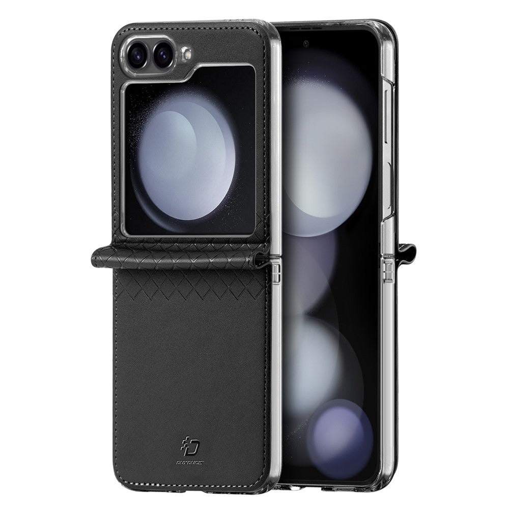 For Samsung Galaxy Z Flip7 FE 5G / Z Flip6 5G Magnetic Case DUX DUCIS Bril Series Leather+PC Phone Cover with Stand - Black
