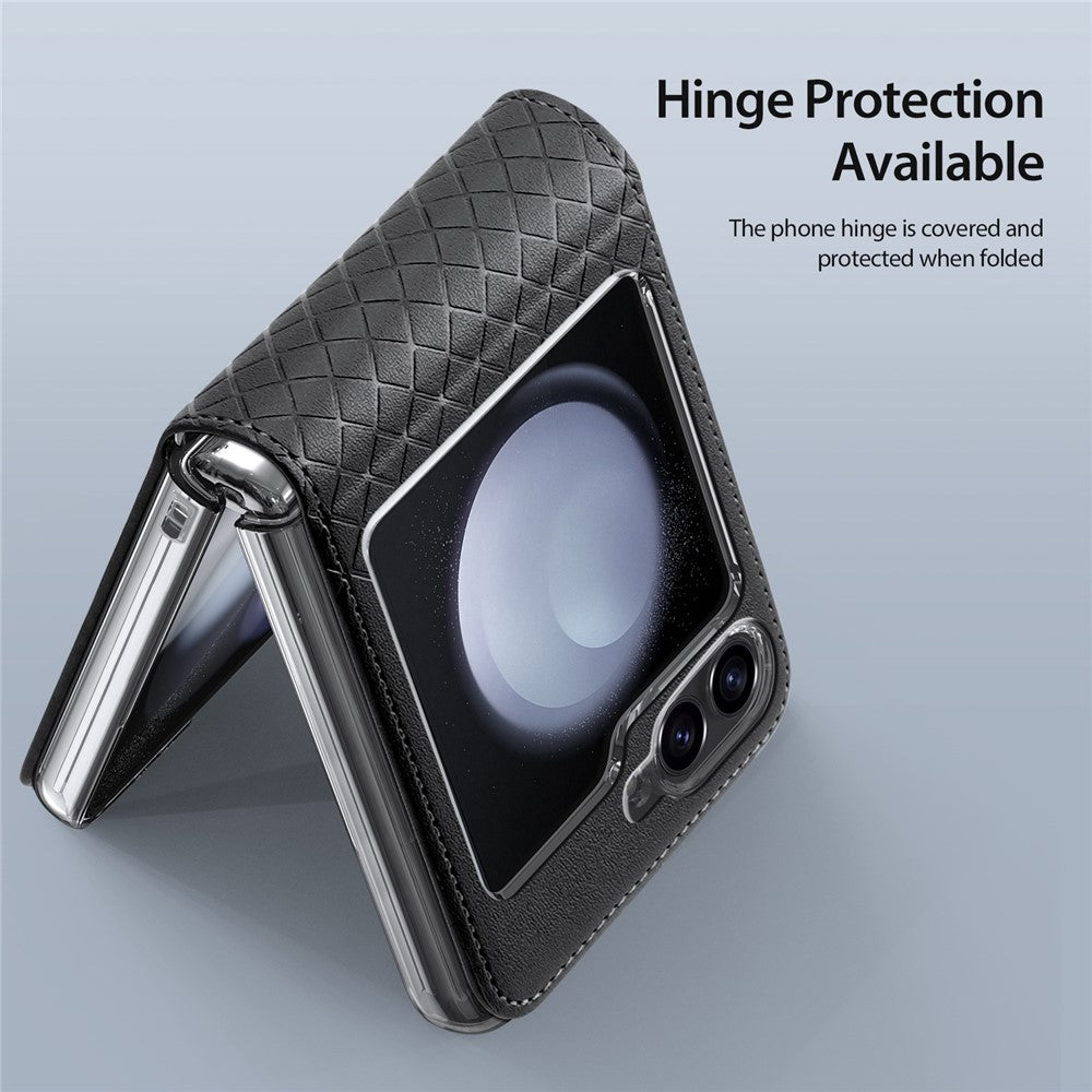 For Samsung Galaxy Z Flip7 FE 5G / Z Flip6 5G Magnetic Case DUX DUCIS Bril Series Leather+PC Phone Cover with Stand - Black