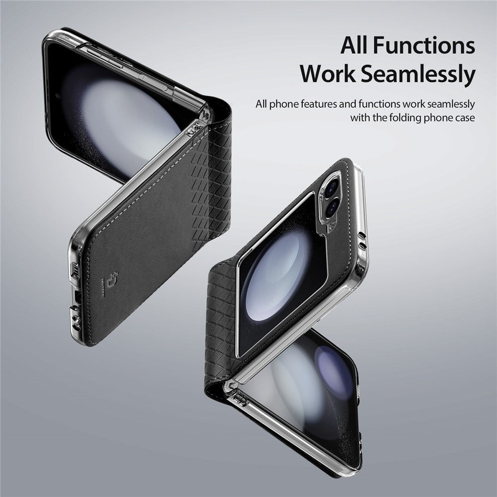 For Samsung Galaxy Z Flip7 FE 5G / Z Flip6 5G Magnetic Case DUX DUCIS Bril Series Leather+PC Phone Cover with Stand - Black