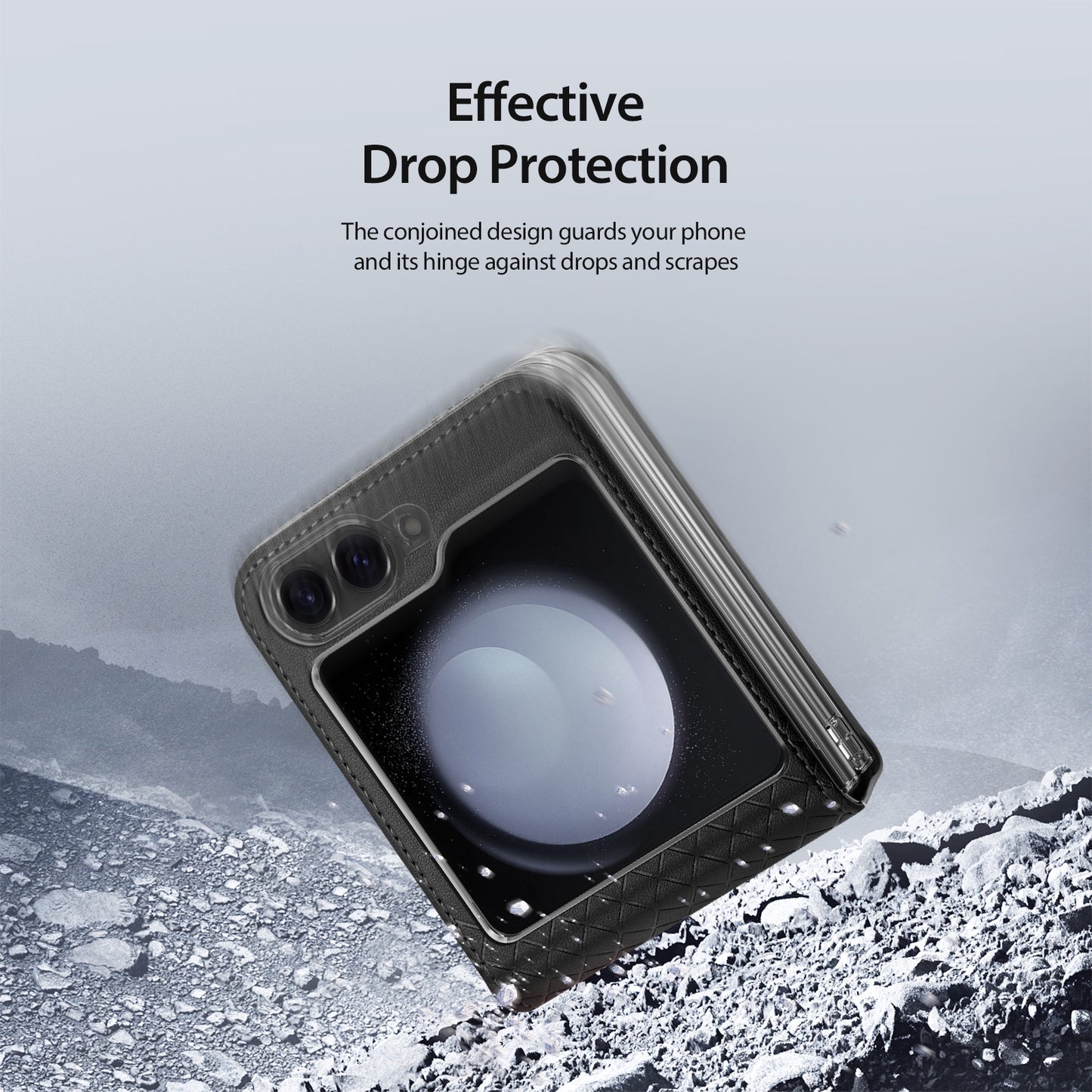 DUX DUCIS Bril Series for Samsung Galaxy Z Flip6 5G Case Leather+PC Protective Shell Cover - Black