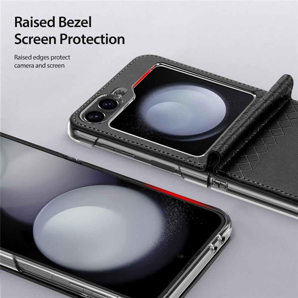 For Samsung Galaxy Z Flip7 FE 5G / Z Flip6 5G Magnetic Case DUX DUCIS Bril Series Leather+PC Phone Cover with Stand - Black