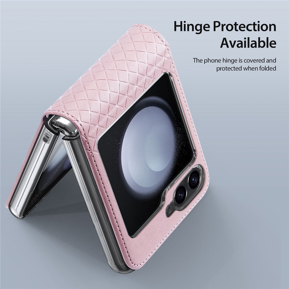 For Samsung Galaxy Z Flip7 FE 5G / Z Flip6 5G Magnetic Case DUX DUCIS Bril Series Leather+PC Phone Cover with Stand - Pink