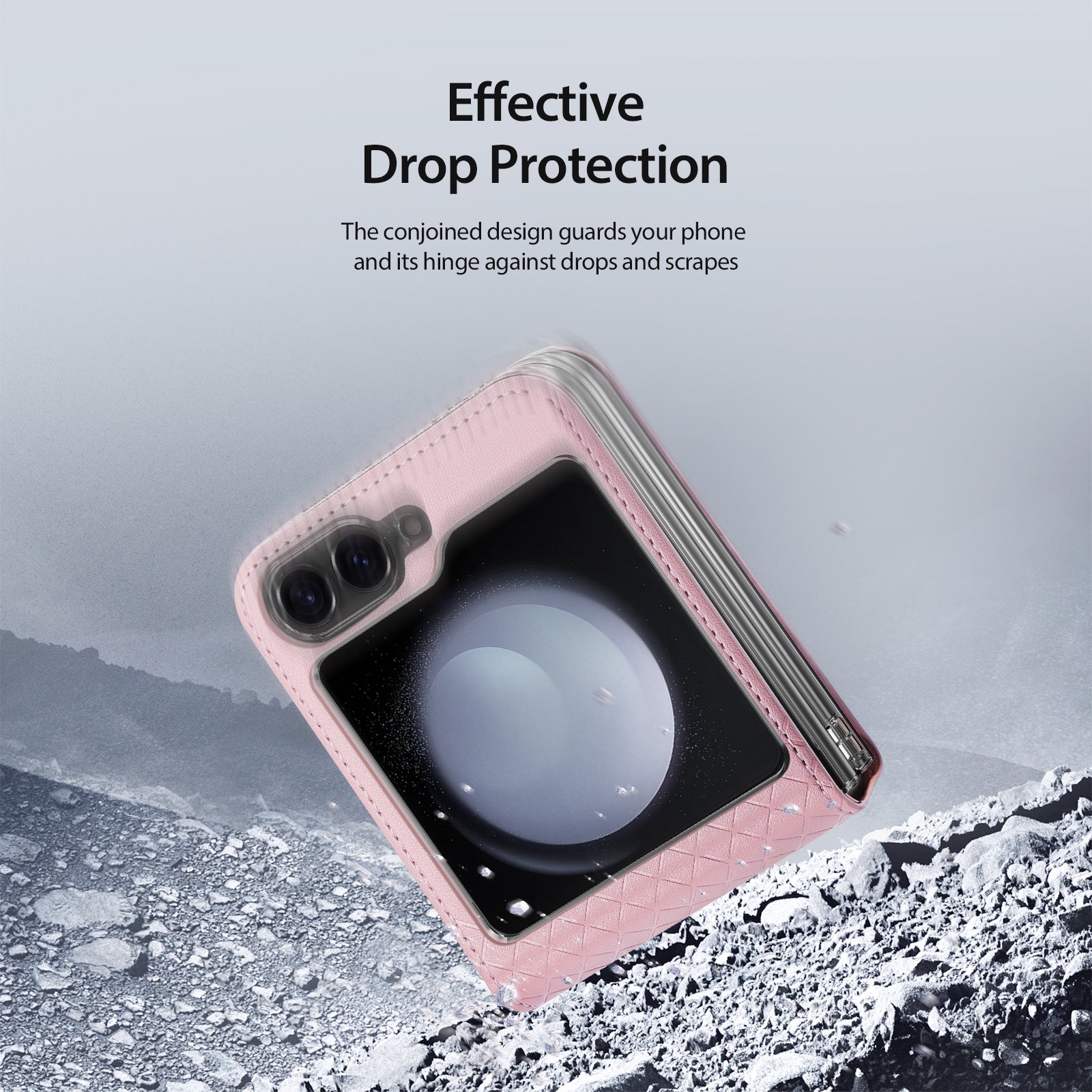 DUX DUCIS Bril Series for Samsung Galaxy Z Flip6 5G Case Leather+PC Protective Shell Cover - Pink
