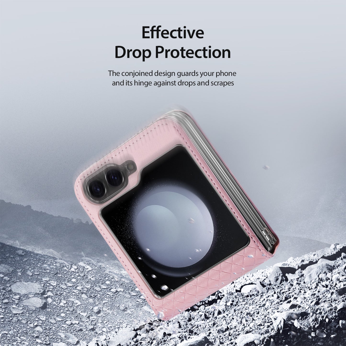 DUX DUCIS Bril Series for Samsung Galaxy Z Flip6 5G Case Leather+PC Protective Shell Cover - Pink