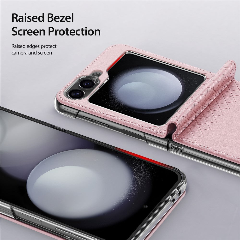 For Samsung Galaxy Z Flip7 FE 5G / Z Flip6 5G Magnetic Case DUX DUCIS Bril Series Leather+PC Phone Cover with Stand - Pink